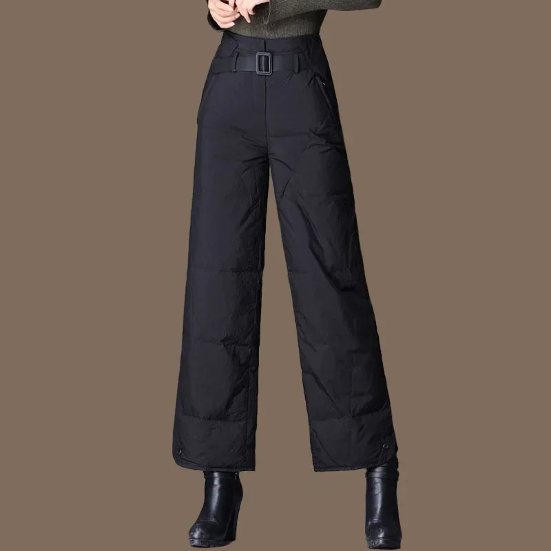 2022 Winter Fall Women High Waisted Wide Leg Black Thick Warm Padded Trousers , Woman Casual Sustans 3xl Ankle Length Pants 
2022 Winter Fall Women High Waisted Wide Leg Black Thick Warm Padded Trousers , Woman Casual Sustans 3xl Ankle Length Pants