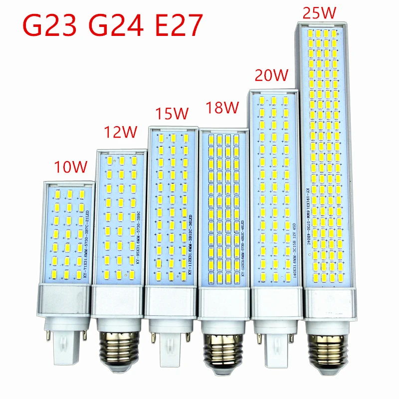 

Bombilla LED Corn Bulb 10W 12W 15W 18W 20W 25W E27 G24 G23 Lamp Light SMD Spotlight 180 Degree AC85-265V Horizontal Plug Light