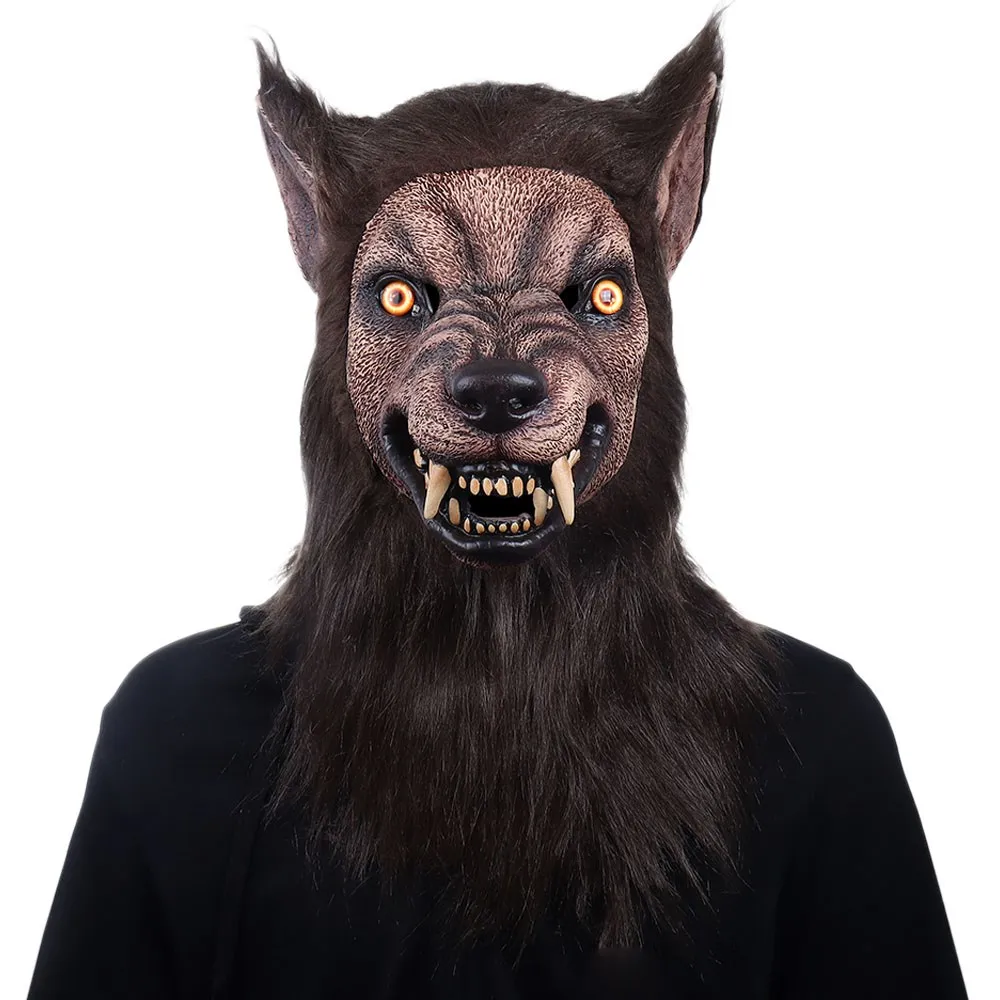 

New Hot Werewolf Mask Cosplay Horror Bloddy Animal Wolf Head Latex Helmet Halloween Carnival Masquerade Party Costume Props