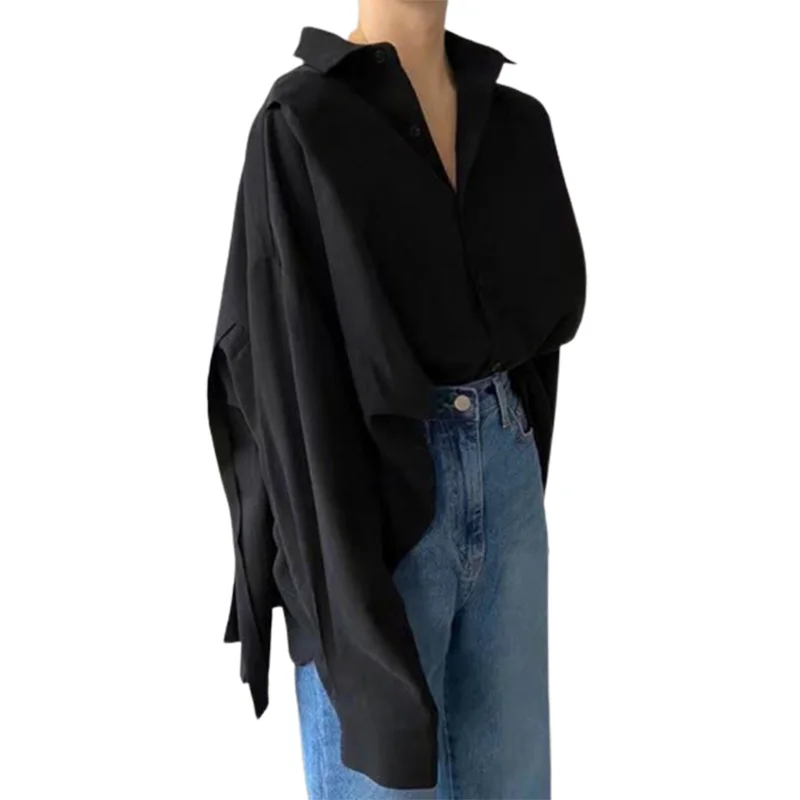 Lemongor Korean Fashion Button Long Sleeves Lapel Collar Black Blouse 2023 Spring Summer Loose Causal Shirts Tops For Women
Lemongor Korean Fashion Button Long Sleeves Lapel Collar Black Blouse 2023 Spring Summer Loose Causal Shirts Tops For Women
