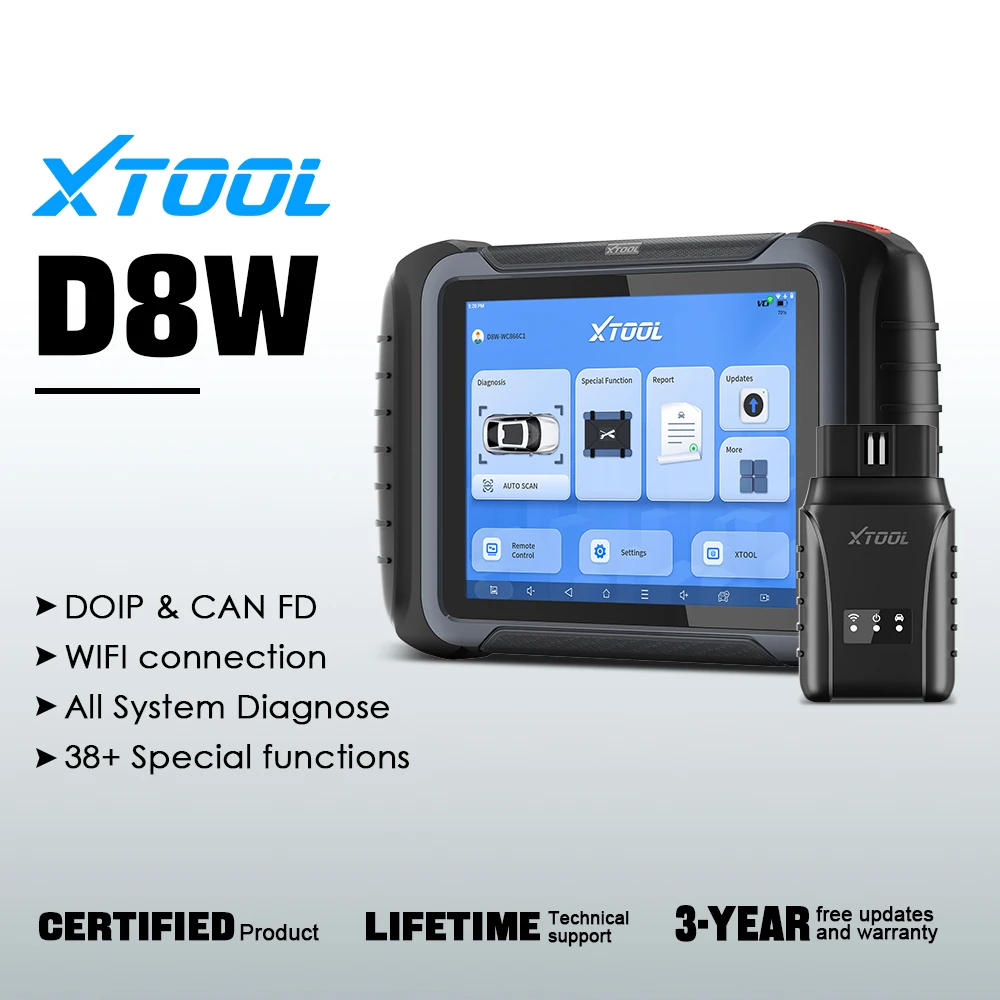 

XTOOL D8W D8 Car Diagnostic Tool ECU Coding Key Programmer CANFD&DOIP VAG Guided OBDII Scanner Topology Mappping Bi-directional