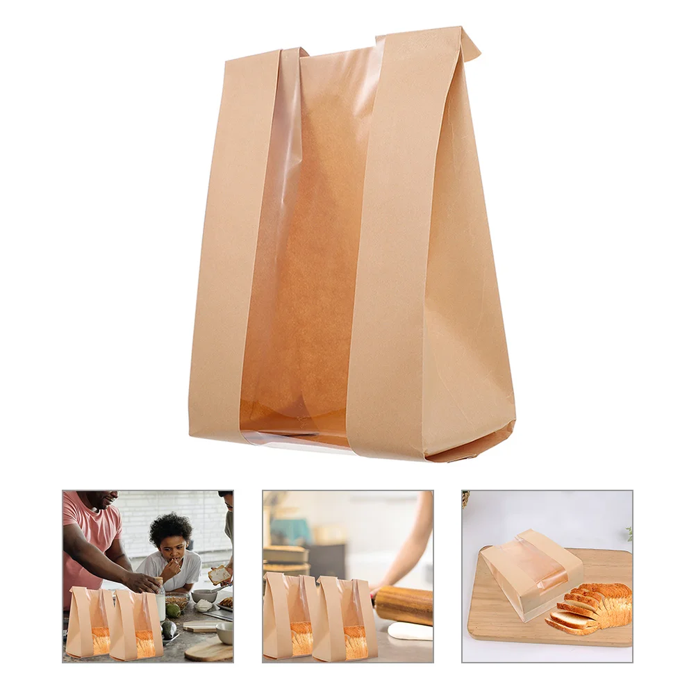 

100 Pcs Bread Bag Bakery Bags Cookie Toast Packaging Pouches Baking Cookies with Window Pastry