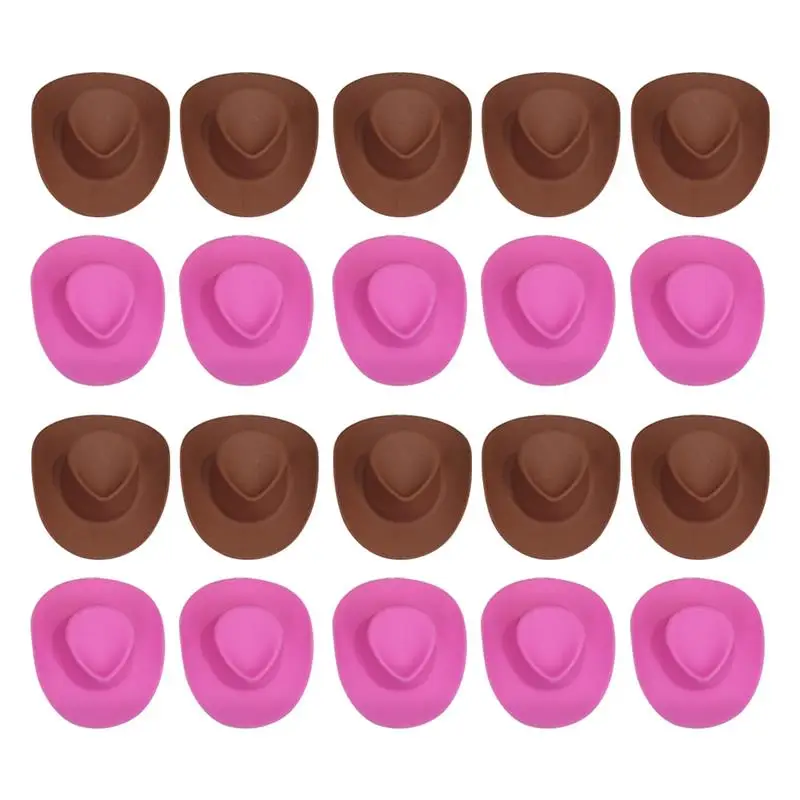 

20pcs Mini Hat For Cake Topper Miniature Hats For Small Dolls Small Pink Cowgirl Hat Miniature Accessories