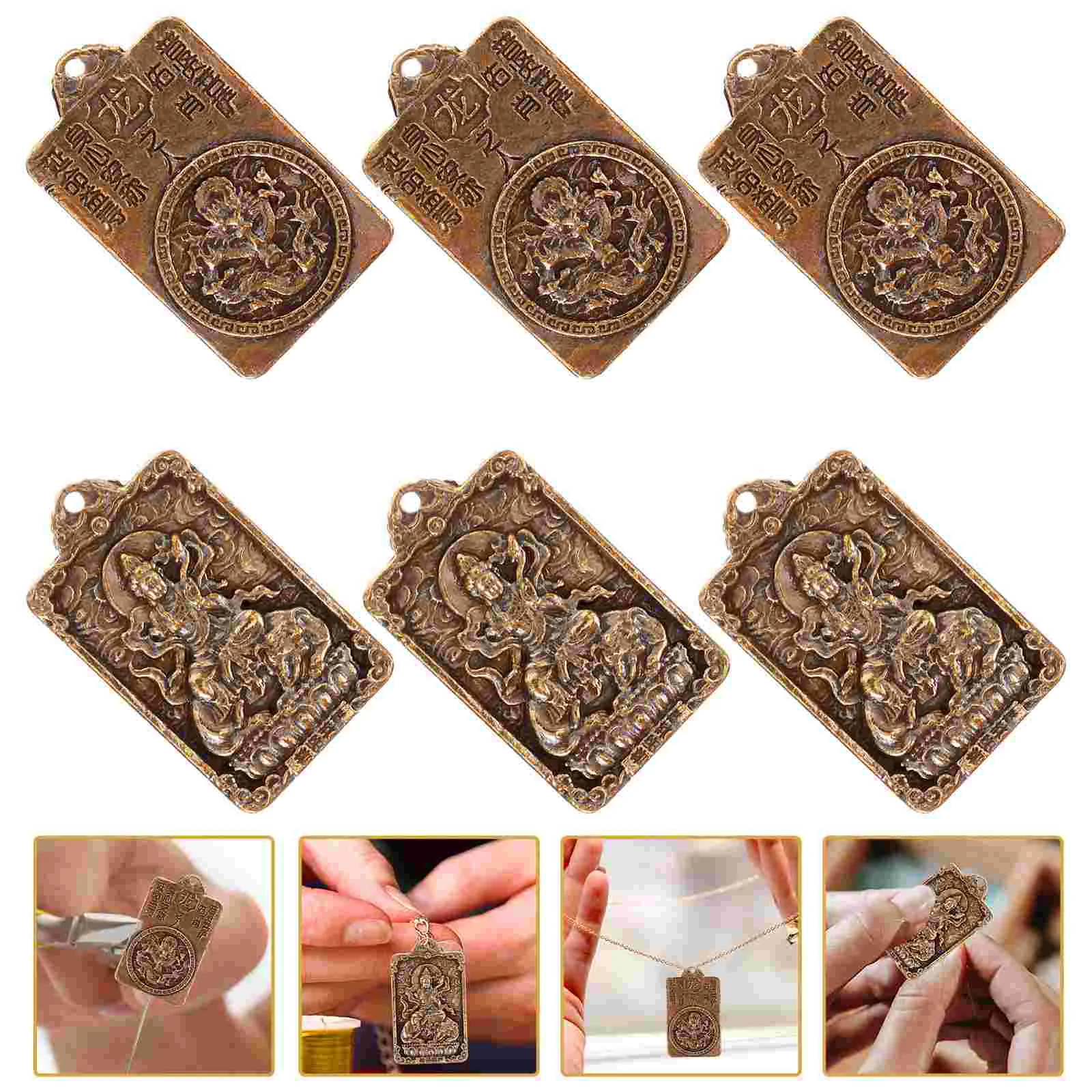 

Tai Shui Card Buddha Amulet Chinese Feng Shui Brass Taisui Good Luck Charm Pendant Keychain Bag Blessing Peace Longevity