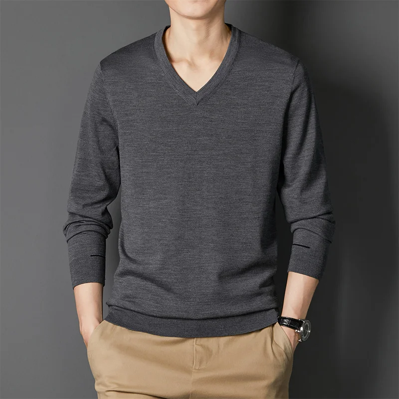 Spring New Worsted Woolen Sweater Male V-neck Thin Solid Color Long Sleeve Pullover Leisure Knitted Bottoming Shirt
Spring New Worsted Woolen Sweater Male V-neck Thin Solid Color Long Sleeve Pullover Leisure Knitted Bottoming Shirt