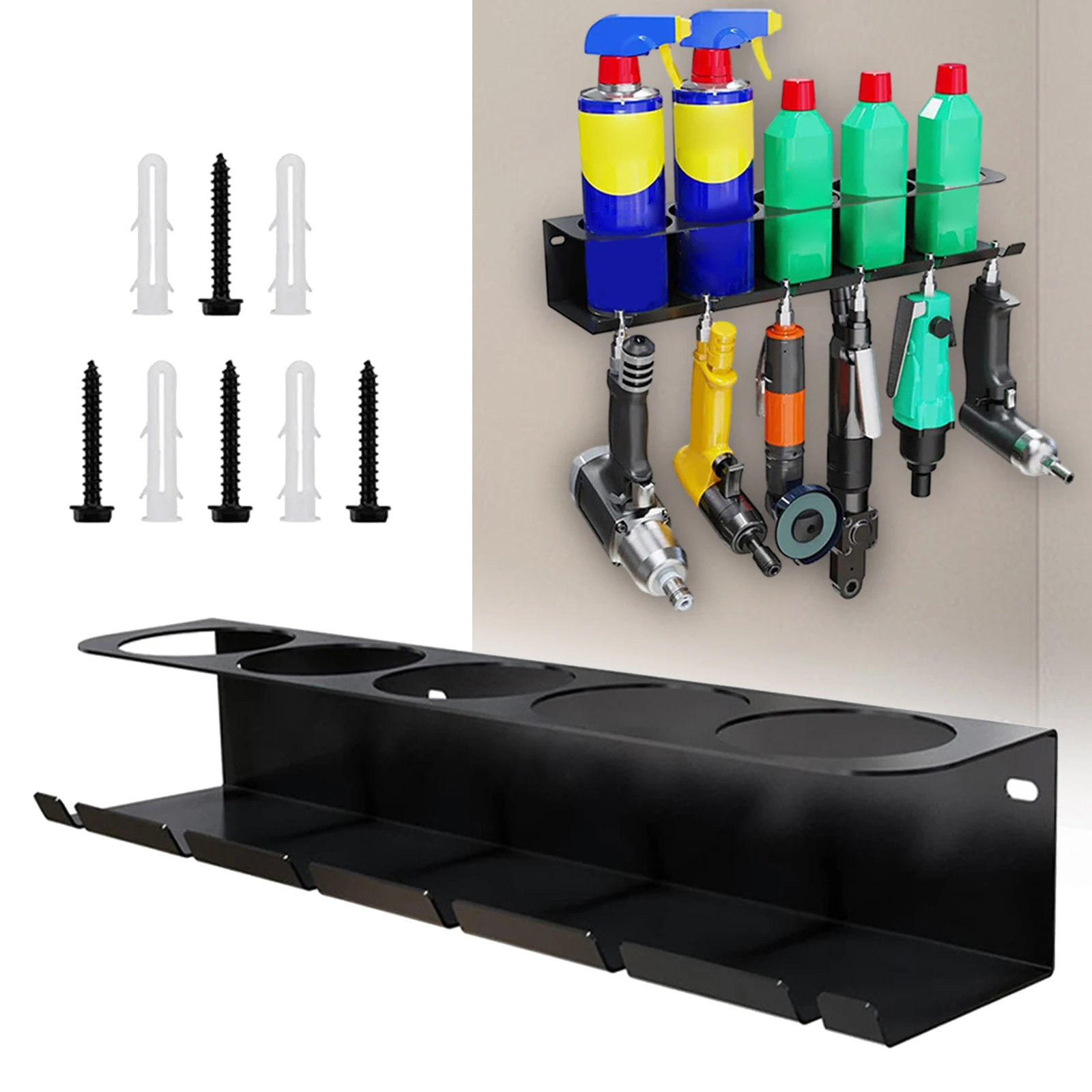 Wall Mounted Spray Can Rack and Power Tool Organizer 5 Holes Paint Bottle Storage Bracket with Hardware for Garage Workspace
Wall Mounted Spray Can Rack and Power Tool Organizer 5 Holes Paint Bottle Storage Bracket with Hardware for Garage Workspace