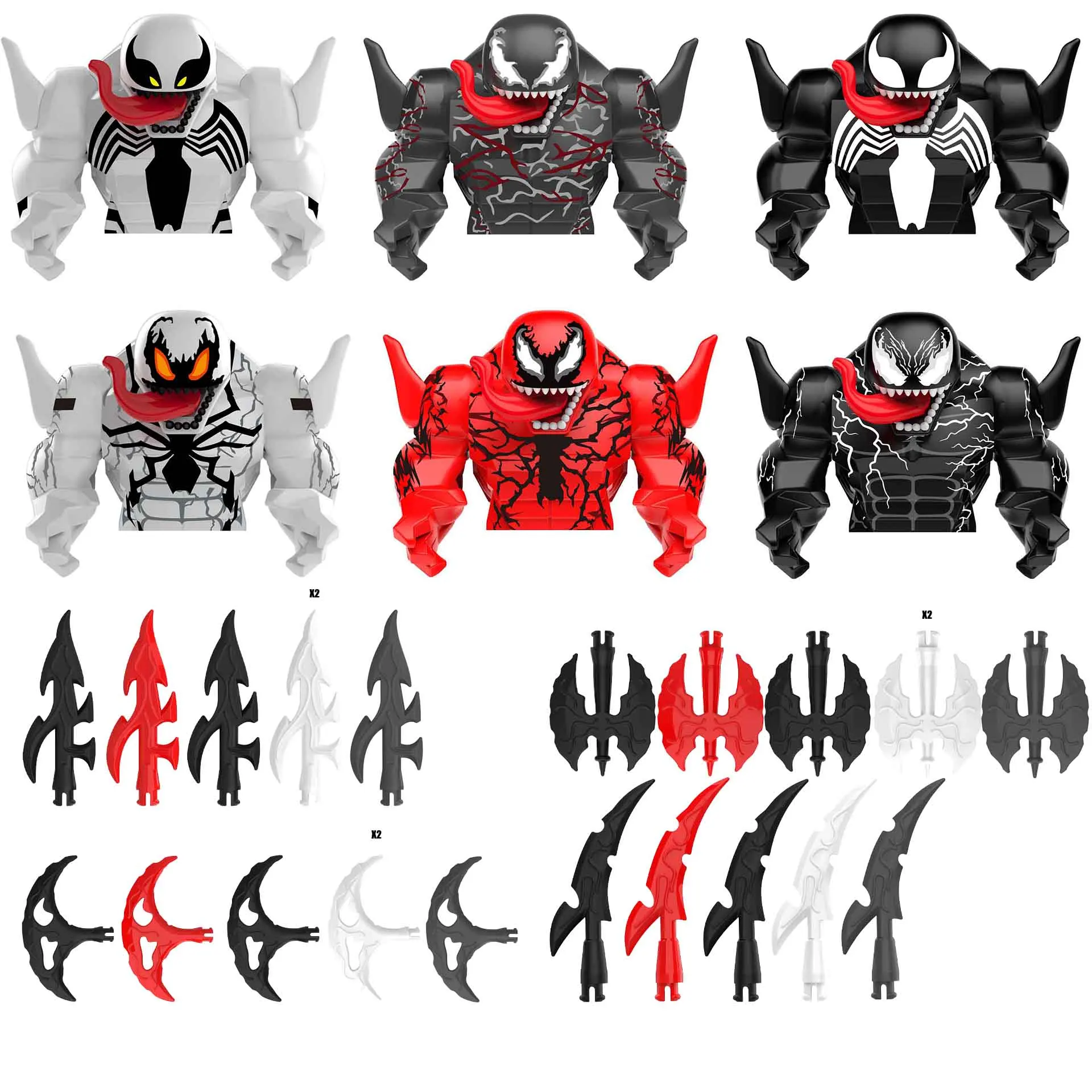 

AF321-326 Venom Carnage RIOT ANTI-Venom Superhero Series Character Image Children's Puzzle Assembly Block Toys 4 Weapons