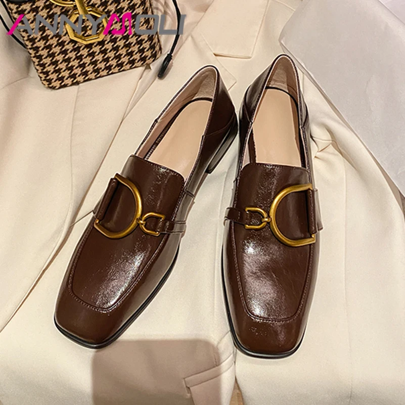 ANNYMOLI Loafers Shoes Women 2022 Genuine Leather Flat Shoes Square Toe Metal Decoration Lady Fashion Footwear Brown Autumn 39
ANNYMOLI Loafers Shoes Women 2022 Genuine Leather Flat Shoes Square Toe Metal Decoration Lady Fashion Footwear Brown Autumn 39