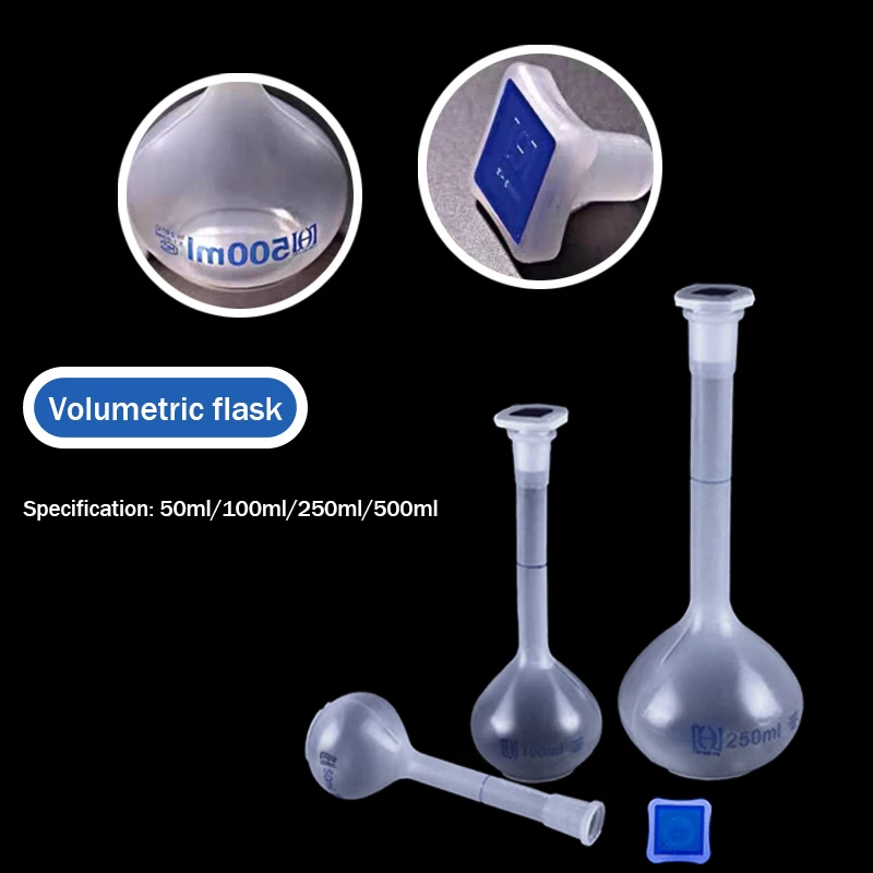 

50ml/100ml/250ml/500ml PP Graduated volumetric Flask With Stopper Plastic lab School Lab Plastic Heatproof Clear Laboratory Expe