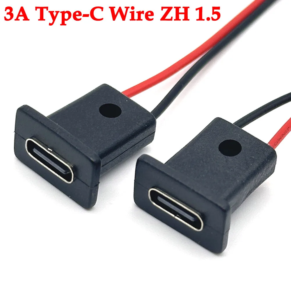 

2Pin USB-C Type Waterproof USB Connector Direct Compression Female Base Female Socket Charging Interface With Welding Wire ZH1.5