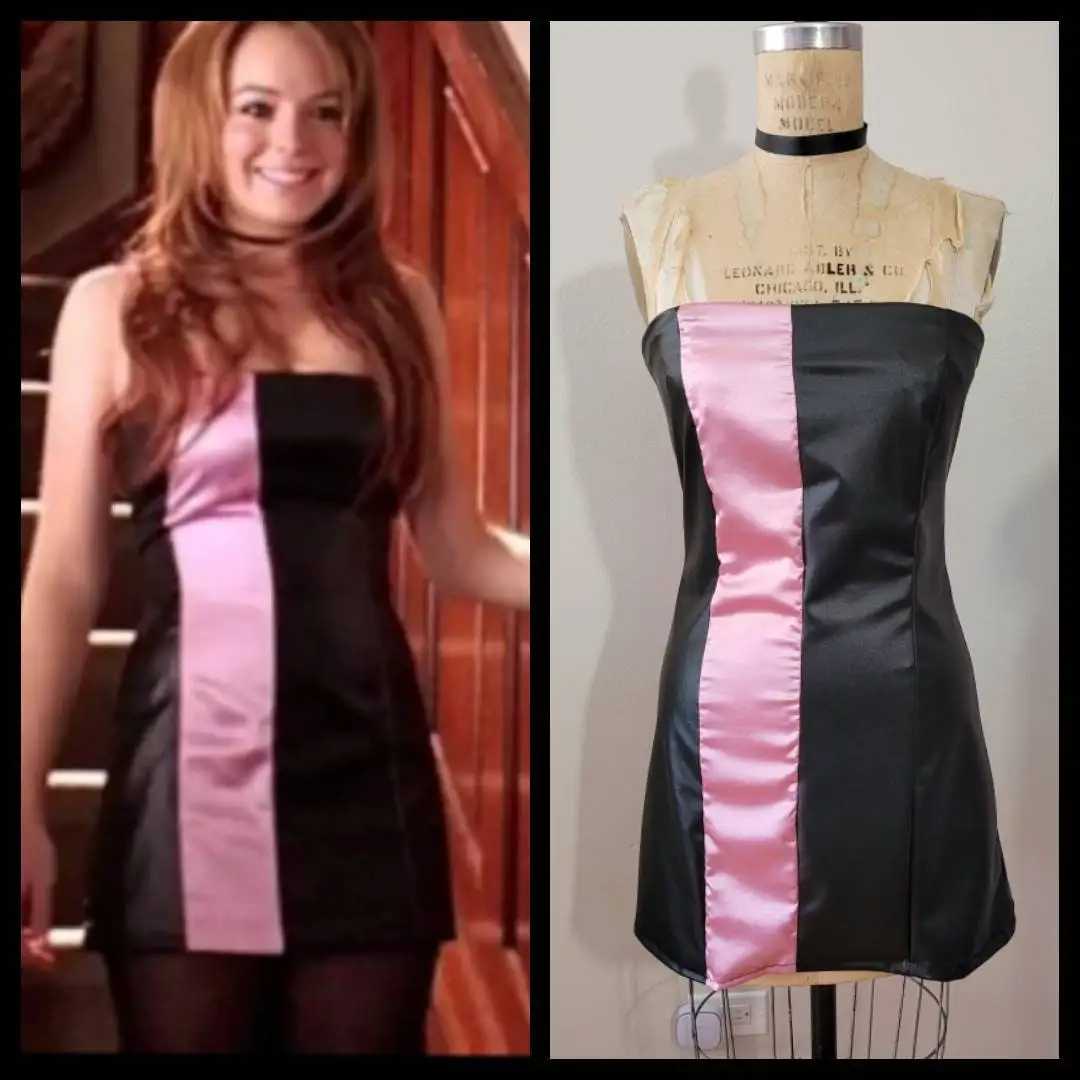 

Movie Mean Girls Cady Heron Cosplay Costume Cady Black and Dusty Pink Party Inspired Dress Halloween Carnival Outfit Adult Women