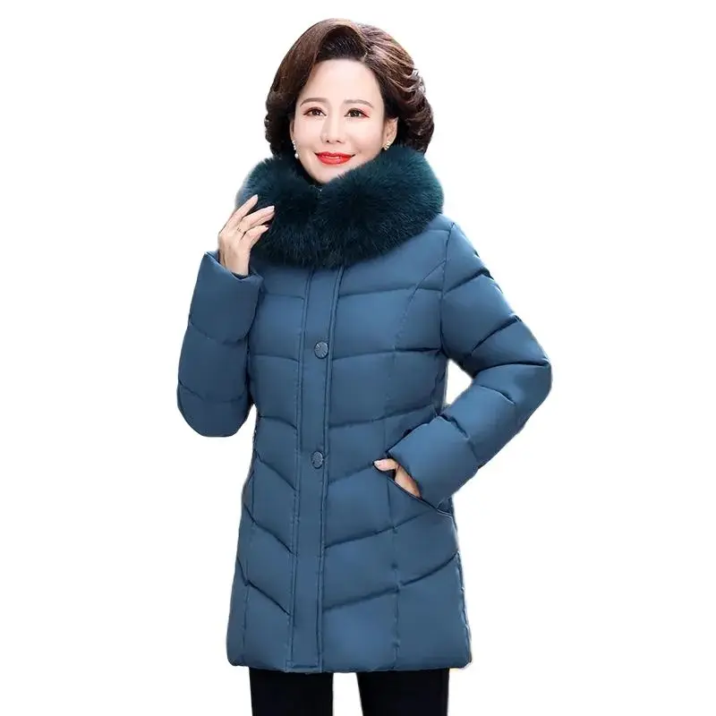 Fashion Cotton-padded Womens Short Down Jacket Western-Style Mothers Hooded Coat With Large Fur Collar Warm Cotton-Padded Jacke
Fashion Cotton-padded Womens Short Down Jacket Western-Style Mothers Hooded Coat With Large Fur Collar Warm Cotton-Padded Jacke