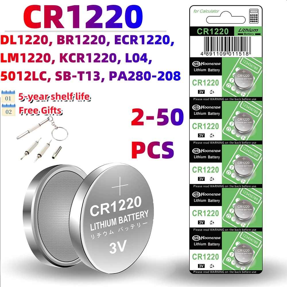 

Батареи CR1220 высокой емкости, 3 в, литиевая монетница LM1220 BR1220 KCR1220, аккумулятор для часов, медицинских устройств, калькуляторов и т. д.