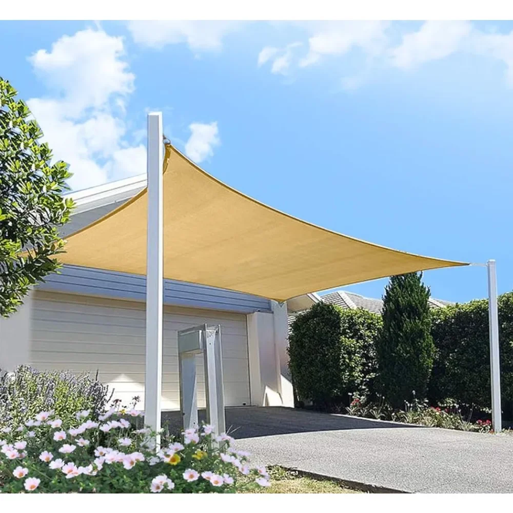 

Outdoor Sun Shade Sail Canopy, 10' X 14' Rectangle Shade Cloth Patio Cover - UV Resistant Sunshade Fabric Awning Shelter