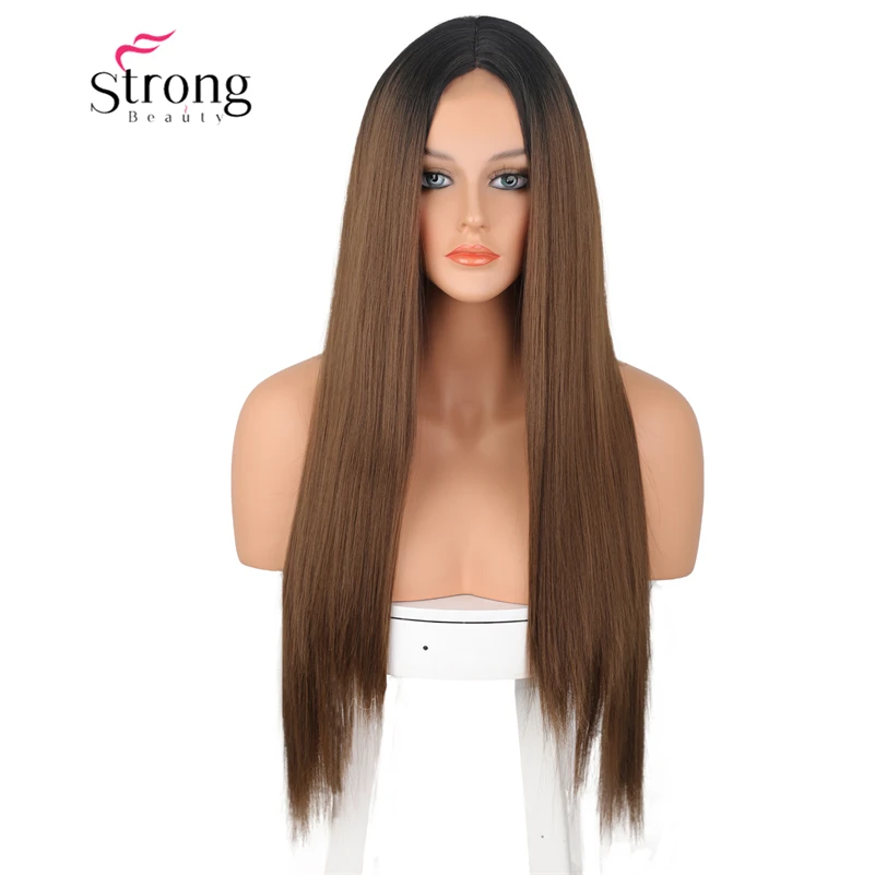 

StrongBeauty X-Long Silky Straight Layered Brown Auburn High Heat Ok Full Synthetic Wig