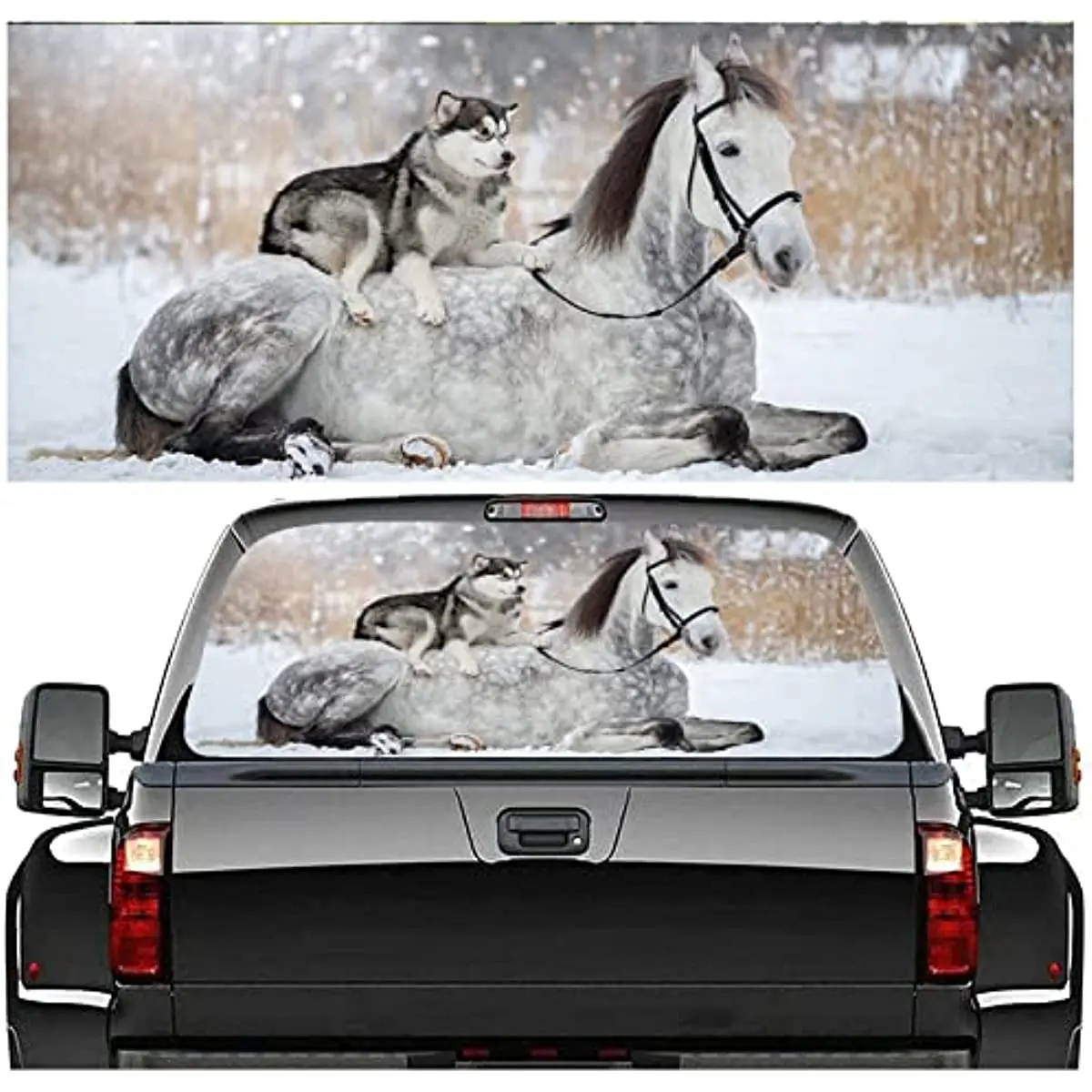 Car Rear Window Horses and Huskies Graphic Decal Rear Window Graphic Decal for Truck, SUV, Vans, Minivan, Universal Scratch Hidd
Car Rear Window Horses and Huskies Graphic Decal Rear Window Graphic Decal for Truck, SUV, Vans, Minivan, Universal Scratch Hidd