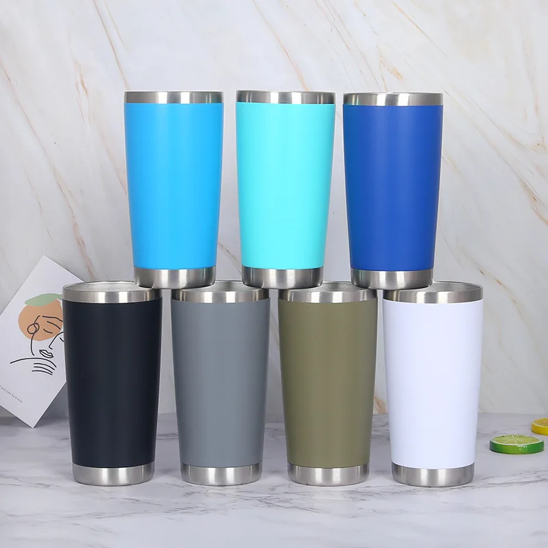 

20oz Double Wall Stainless Steel Ice Beer Thermal Cup Vacuum Insulated Tumbler Cold Coffee Travel Mug With Lid