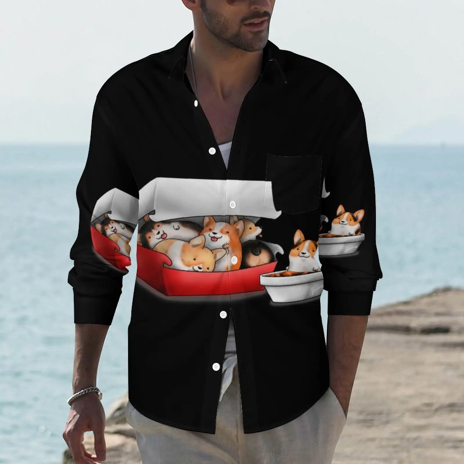 Corgi Nuggets Casual Shirts Men Sapce Corgi Puppy God Animal Shirt Long Sleeve Fashion Stylish Blouses Autumn Custom Tops
Corgi Nuggets Casual Shirts Men Sapce Corgi Puppy God Animal Shirt Long Sleeve Fashion Stylish Blouses Autumn Custom Tops