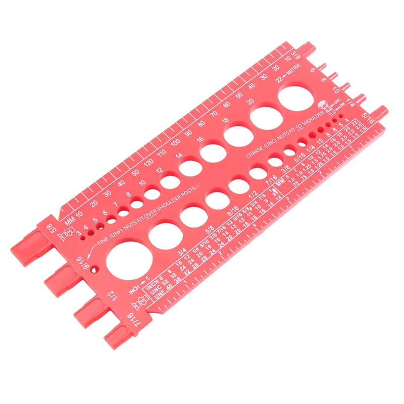 Пластиковый гайковерт, резьбовой калибр, гайковерт и винт, измерительный прибор, размер и шаг резьбы, красный 
Пластиковый гайковерт, резьбовой калибр, гайковерт и винт, измерительный прибор, размер и шаг резьбы, красный