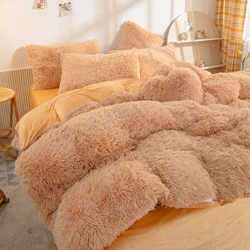 Luxury 4Pcs Super Shaggy Soft Coral Fleece Warm Cozy Bedding Set Mink Velvet Duvet Cover Quilt Cover Set Bedspread Blanket
Luxury 4Pcs Super Shaggy Soft Coral Fleece Warm Cozy Bedding Set Mink Velvet Duvet Cover Quilt Cover Set Bedspread Blanket