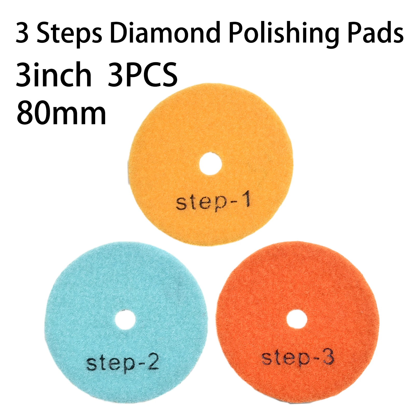 3pcs 3 Step Polishing Pads Dry/Wet Diamond Polishing Tool 3 Inch For Granite Concrete Stone Marble Polishing
3pcs 3 Step Polishing Pads Dry/Wet Diamond Polishing Tool 3 Inch For Granite Concrete Stone Marble Polishing