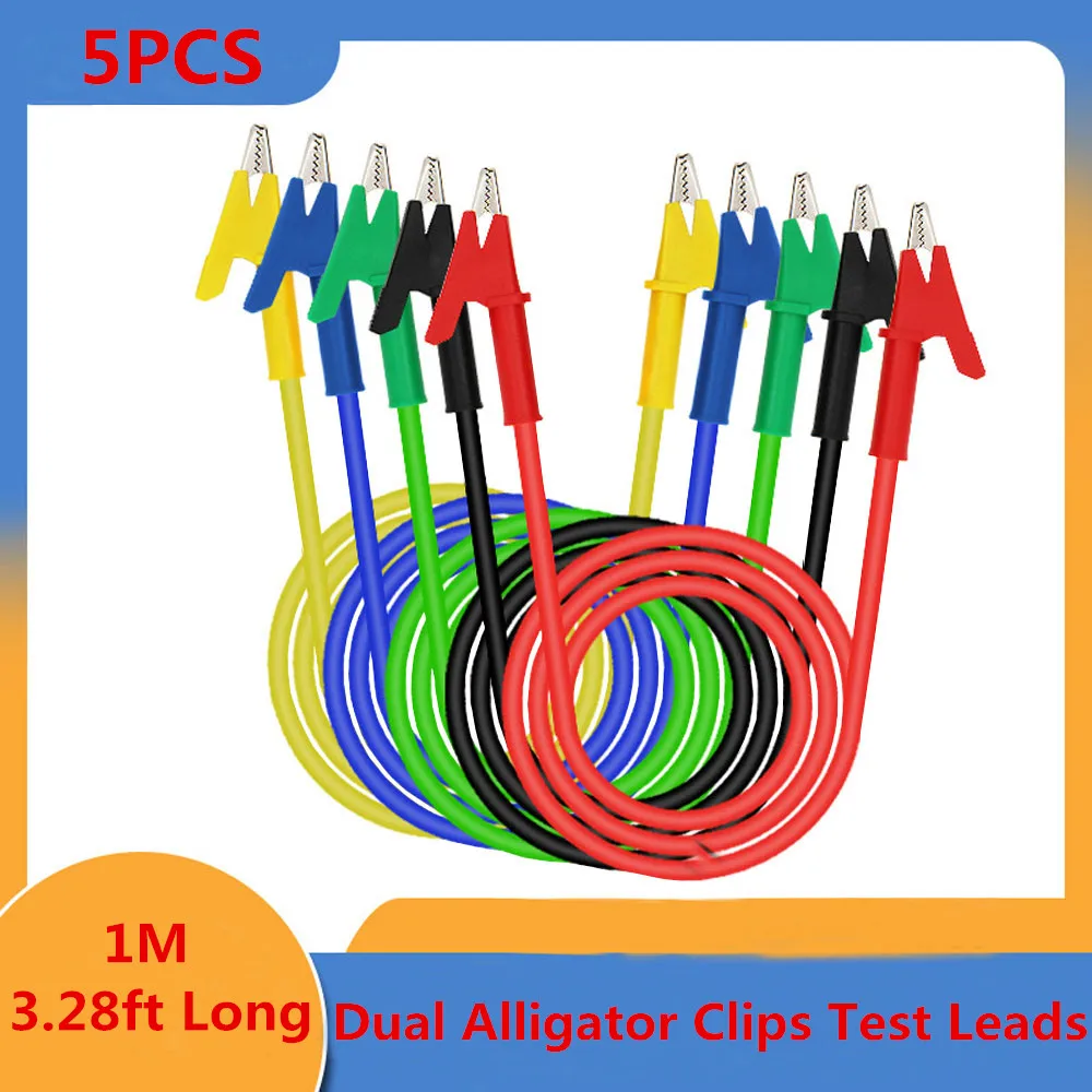 5Pcs 1M 19A Alligator Clips Test Leads Dual Ended Crocodile Wire with Insulators Clips Test Multimeter Test Leads
5Pcs 1M 19A Alligator Clips Test Leads Dual Ended Crocodile Wire with Insulators Clips Test Multimeter Test Leads