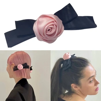소녀용 달콤한 핑크 장미 머리핀 Duckbill 사랑스러운 꽃 십대 머리핀