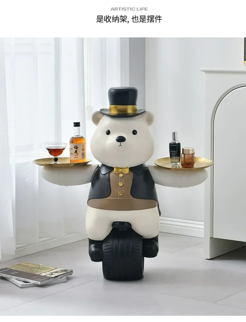 Modern Light Luxury Living Room Creative Floor-standing Bear Ornaments Lamp Panel Sofa Storage Tray High-end Home Decoration Modern Light Luxury Living Room Creative Floor-standing Bear Ornaments Lamp Panel Sofa Storage Tray High-end Home Decoration
