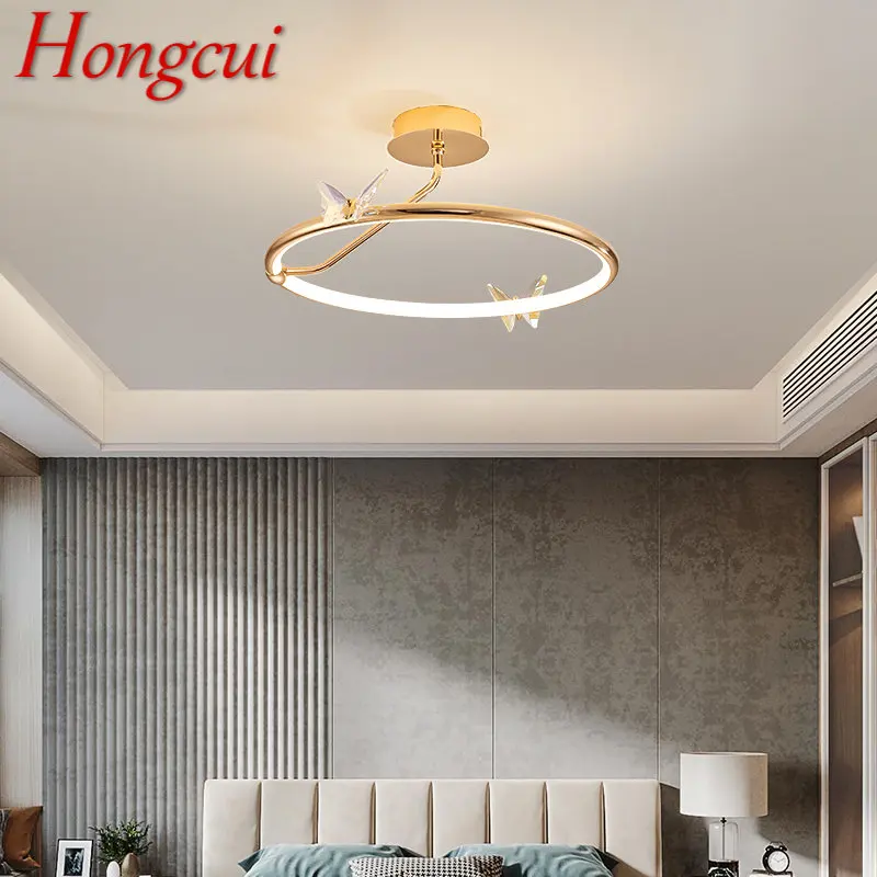 

HONGCUI Nordic Ceiling Lamp Modern Butterfly Decor Light Luxury LED 3 Colors Creative Fixtures For Home Bedroom Study