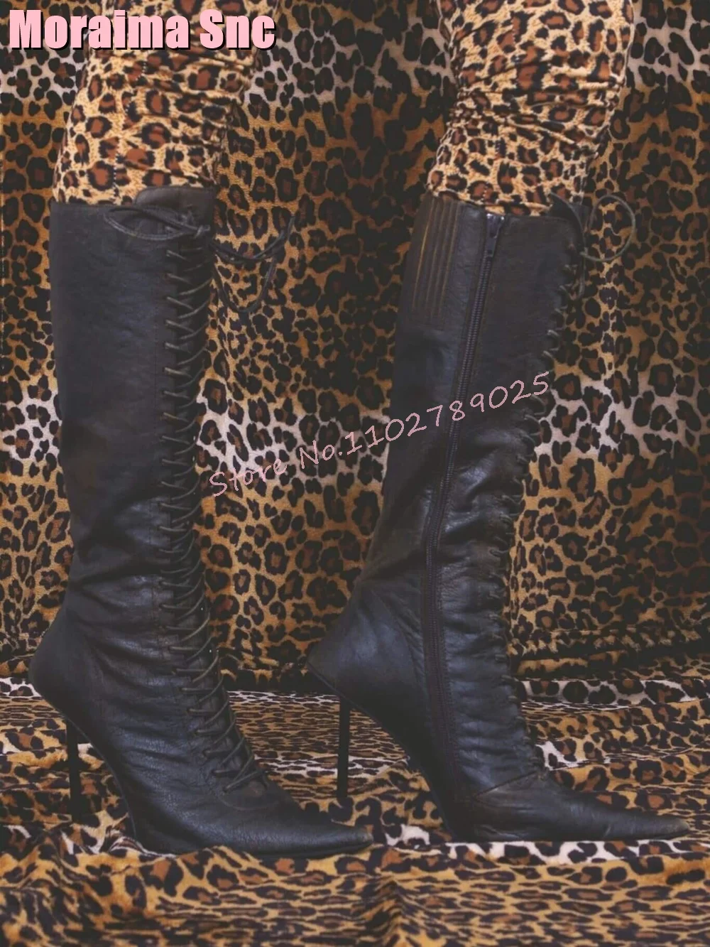 Pointed Toe Lace Up Knee High Boots Stiletto High Heel Black Solid Sexy Women Long Boots Side Zipper Autumn Winter Fashion 2023
Pointed Toe Lace Up Knee High Boots Stiletto High Heel Black Solid Sexy Women Long Boots Side Zipper Autumn Winter Fashion 2023