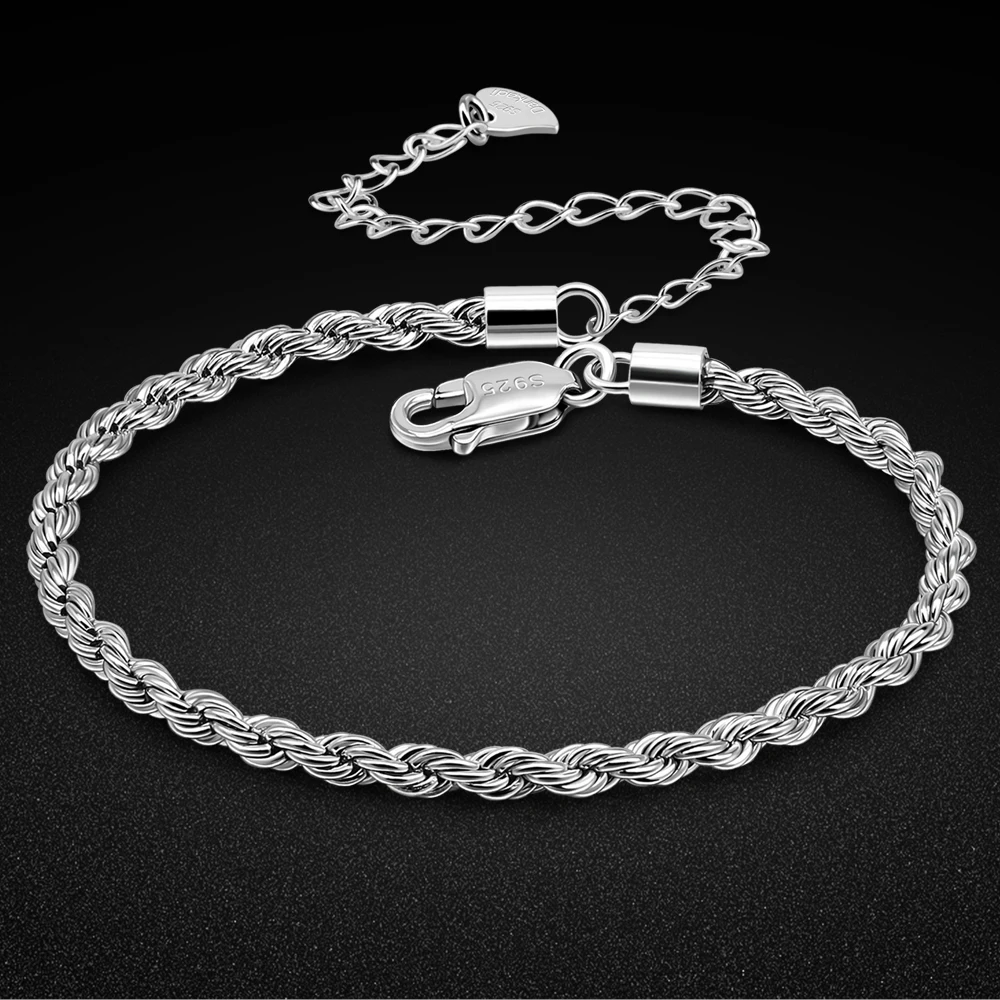 

Adjustable Chain Anklets For Women 925 Sterling Silver Braid Link Anklet Vintage Fashion Simple Summer Beach Ankle Jewelry Gift