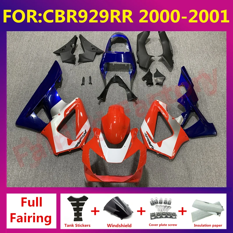 

for CBR900RR 929 2000 2001 Motorcycle Injection mold full Fairing kit fit bodywork fairings kits CBR929 00 01 zxmt set red white