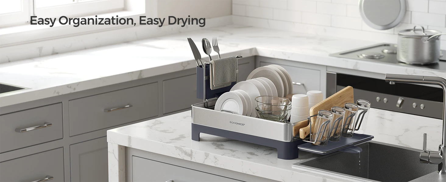 Large Dish Drying Rack, Premium Stainless Steel Dish Rack with Rotatable Spout, Fingerprint-Resistant Dish Drainers 1 Mallzona S4e14cb1dfc1e4563be45f09d0fa9935c1 Large Dish Drying Rack, Premium Stainless Steel Dish Rack with Rotatable Spout, Fingerprint-Resistant Dish Drainers Mallzona