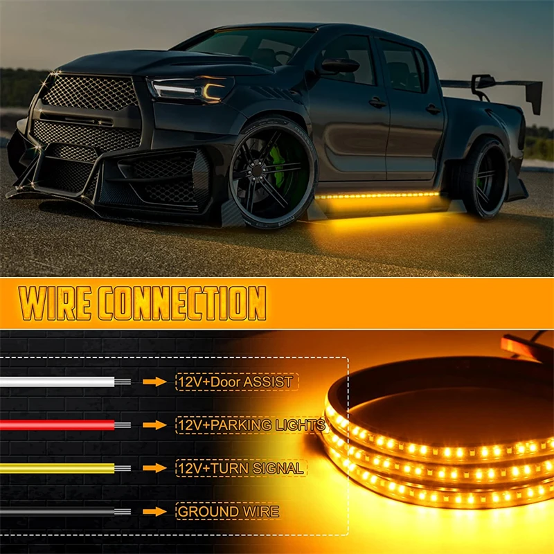 70" LED Side Marker Lights with Continuous Amber Turn Signals and White Courtesy Lights Running Slat Lights for Truck Car Pickup
70" LED Side Marker Lights with Continuous Amber Turn Signals and White Courtesy Lights Running Slat Lights for Truck Car Pickup