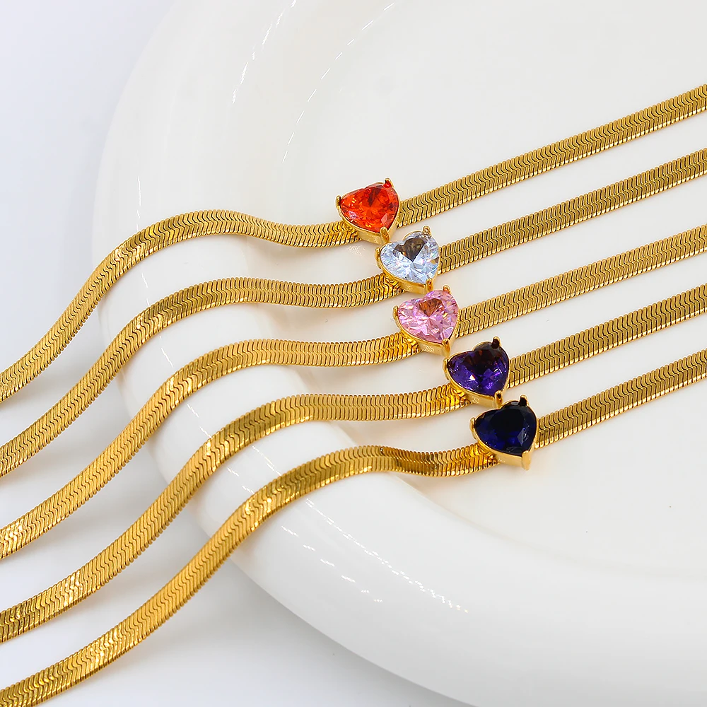 Классическая цепочка из нержавеющей стали со змеиным лезвием, большое кубическое циркониевое ожерелье в форме сердца, женское роскошное позолоченное ожерелье, ювелирные изделия, подарки
Классическая цепочка из нержавеющей стали со змеиным лезвием, большое кубическое циркониевое ожерелье в форме сердца, женское роскошное позолоченное ожерелье, ювелирные изделия, подарки