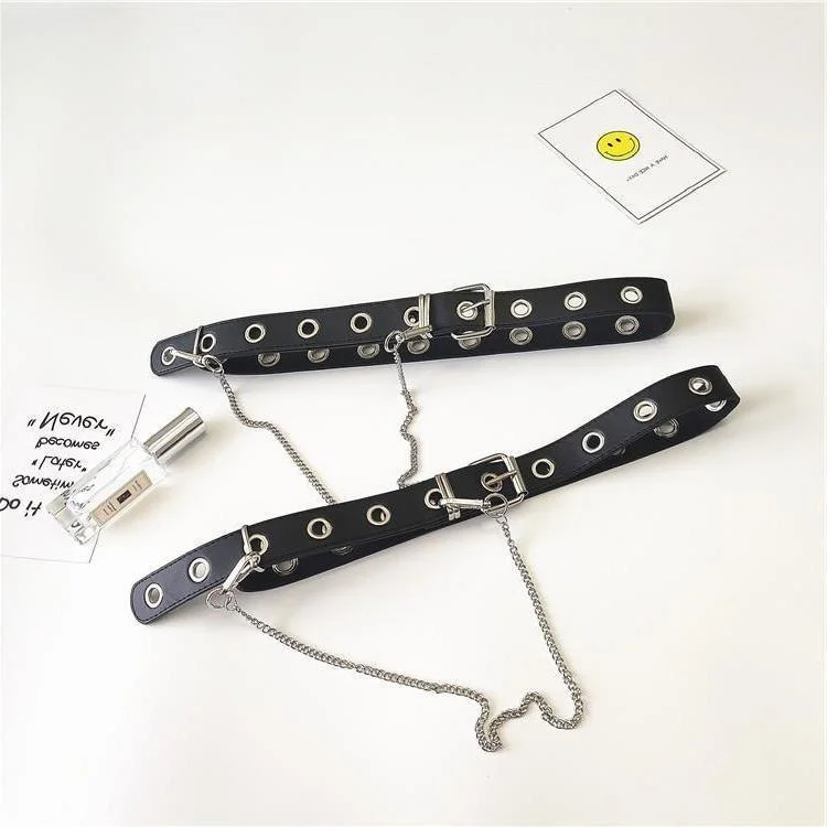 New Fashion ladies Black Punk Gothic Faux Leather Belt Metal Chain Ring Waist Waist Belts Long Belts Strap Street Dance Decor
New Fashion ladies Black Punk Gothic Faux Leather Belt Metal Chain Ring Waist Waist Belts Long Belts Strap Street Dance Decor