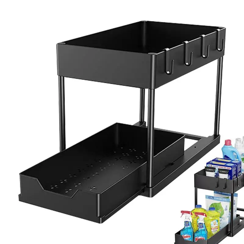 Under Sink Organizer 2 Tier Under Cabinet Drawer Organizer With Hooks Storage For Bathroom Kitchen, Multipurpose Space Saving
Under Sink Organizer 2 Tier Under Cabinet Drawer Organizer With Hooks Storage For Bathroom Kitchen, Multipurpose Space Saving