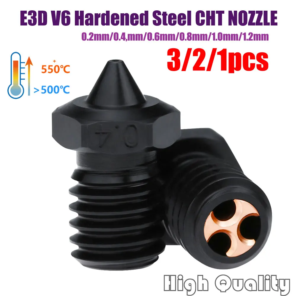 3/2/1pcs E3d V6 CHT Hardened Steel Nozzle High Quality Nozzle 0.2/0.4/0.6/0.8/1.0/1.2mm For 1.75mm Filament E3D V6 Hotend
3/2/1pcs E3d V6 CHT Hardened Steel Nozzle High Quality Nozzle 0.2/0.4/0.6/0.8/1.0/1.2mm For 1.75mm Filament E3D V6 Hotend