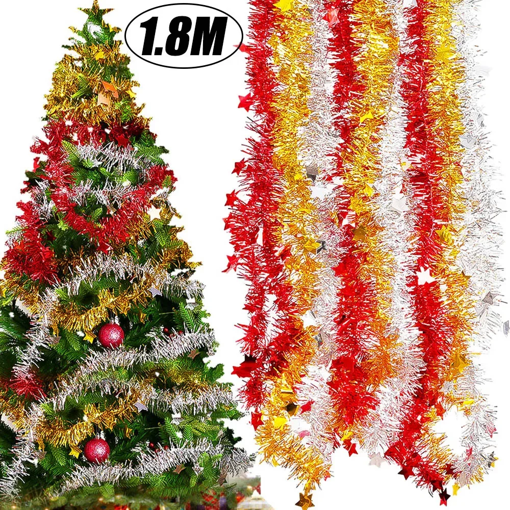 180cm Christmas Foil Tinsel Ribbon Xmas Tree Garland Hanging Ornaments Star Colorful Ribbon Christmas New Year Party Decoration
180cm Christmas Foil Tinsel Ribbon Xmas Tree Garland Hanging Ornaments Star Colorful Ribbon Christmas New Year Party Decoration