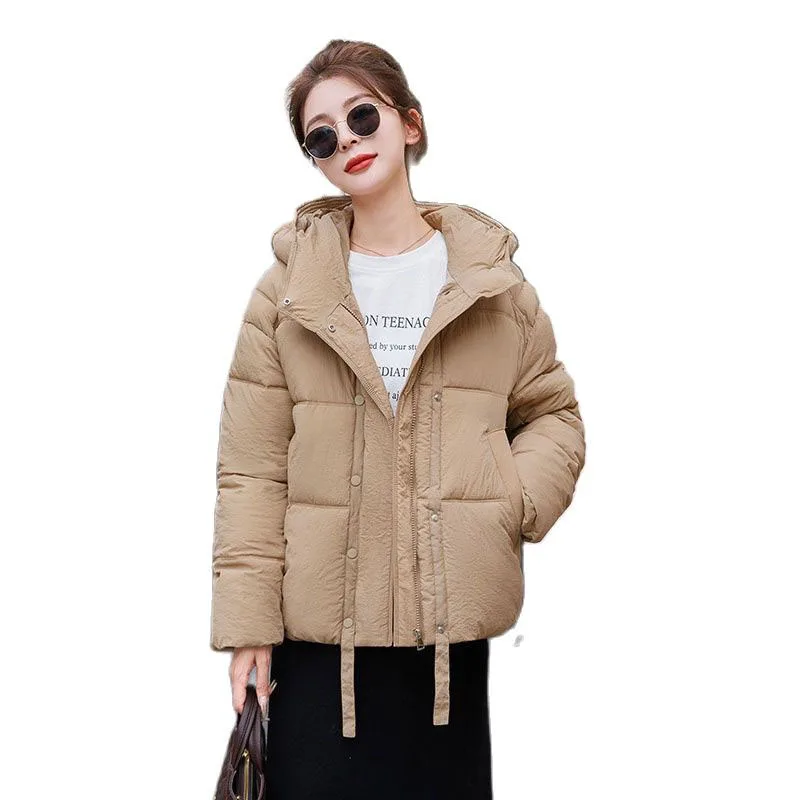 

Новинка 2023, пуховое хлопковое пальто, зимняя куртка, утепленное женское хлопковое пальто, парка, Повседневная теплая Женская куртка с капюшоном для снежной погоды