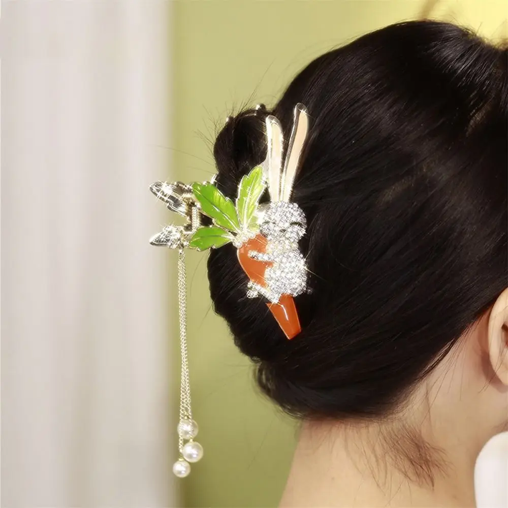 

Tassel Headdress Zircon Headwear Ponytail Holder Hairpins Korean Hair Clips Women Shark Clip Crystal Rabbit Carrot Hair Claws