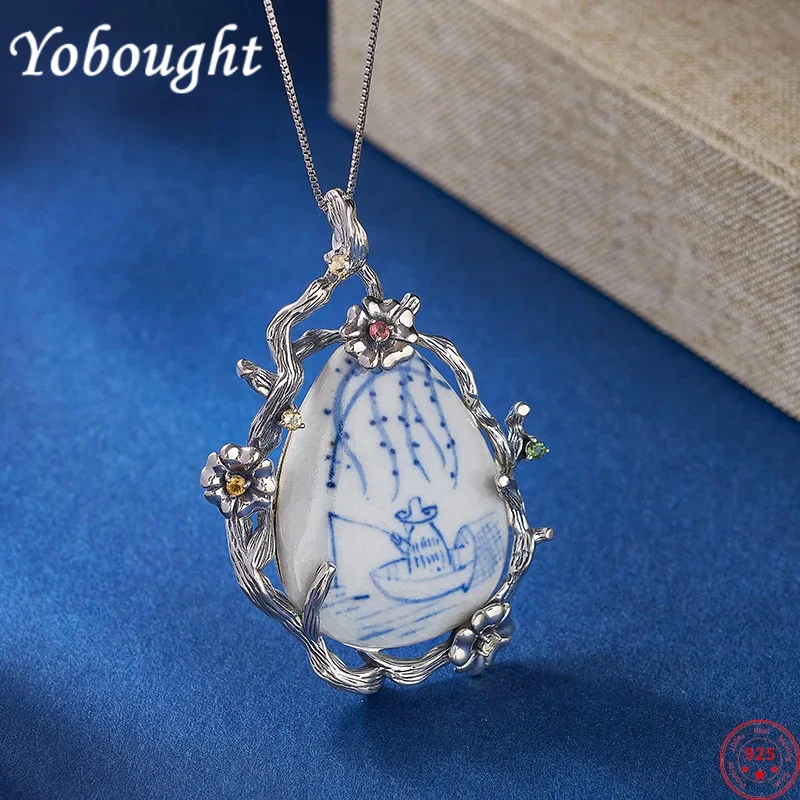 S925 Sterling Silver Large Pendants For Women Argentum Flower Hand-Painted Blue And White Porcelain Jewelry Free Shipping
S925 Sterling Silver Large Pendants For Women Argentum Flower Hand-Painted Blue And White Porcelain Jewelry Free Shipping