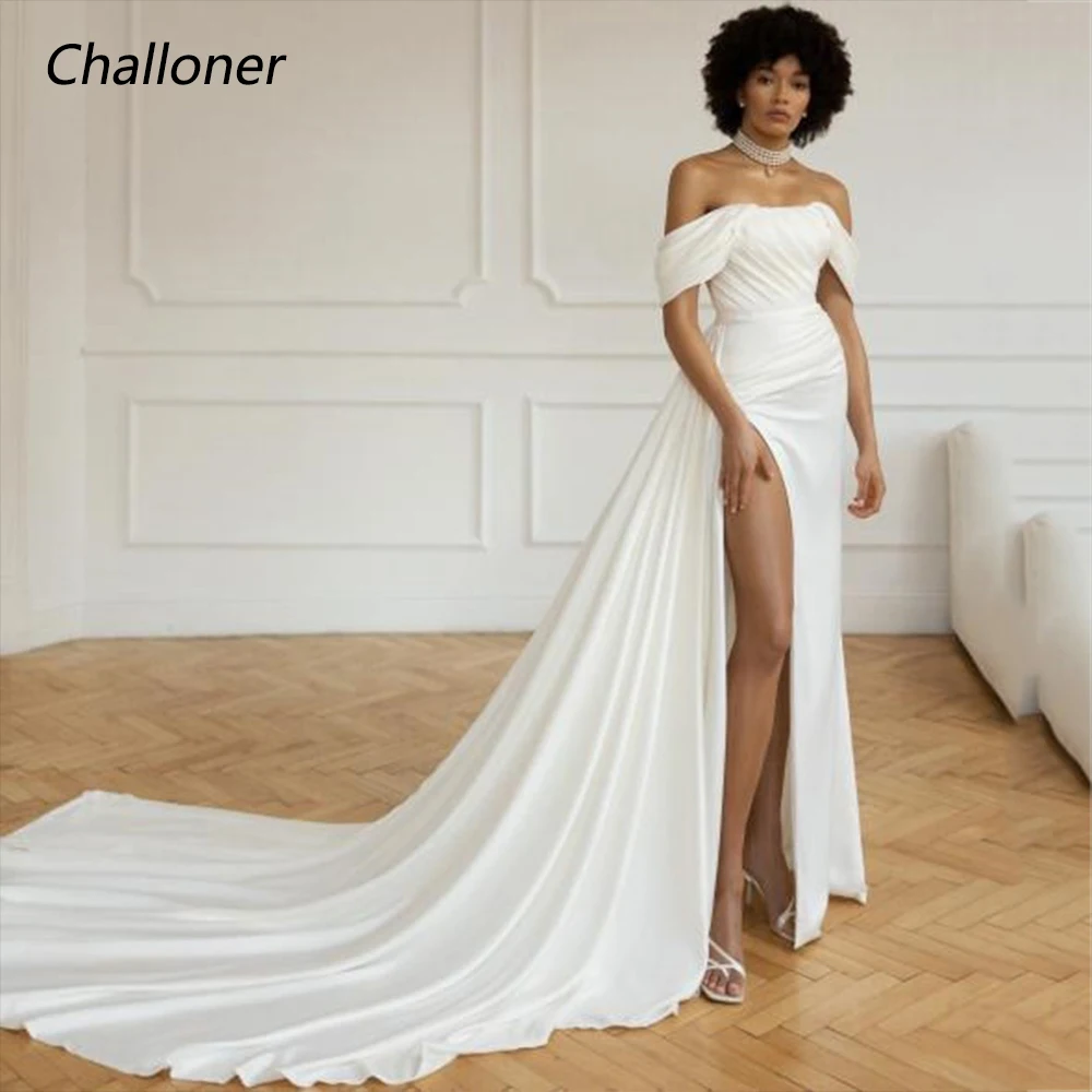 Challoner Simple Scoop Neck Wedding Dress Sexy Side Slit Off Shoulder Sleeveless Backless Floor Length Bridal Gown Pleat Vestido
Challoner Simple Scoop Neck Wedding Dress Sexy Side Slit Off Shoulder Sleeveless Backless Floor Length Bridal Gown Pleat Vestido