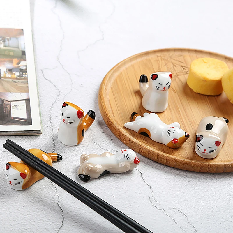 

Ceramic Cute Cat Chopsticks Pillow Chopstick Rest Home Decoration Cat Chopsticks Forks Holder Chopsticks Holder Spoon Holder