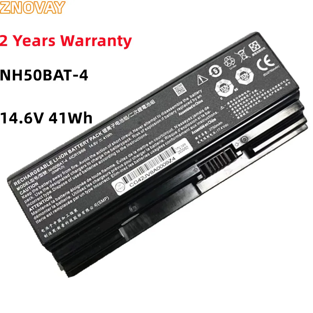 

ZNOVAY NH50BAT-4 Battery For Clevo NH70RAQ NH55EDQ NH50RA NH55RCQ NH58RDQ NH70RHQ NH58RCQ For machenike T58 For Sager NP6875