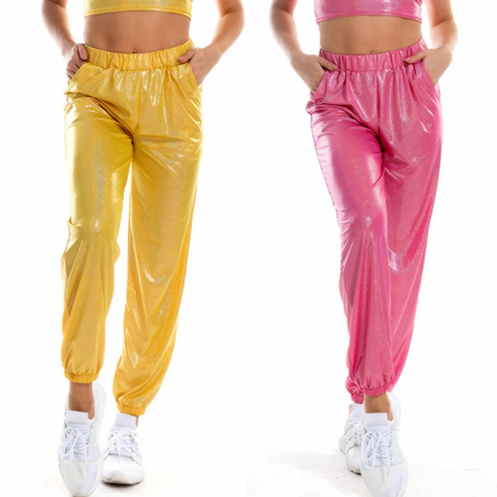 Women Metallic Jogger Pants Streetwear Trousers Elastic Waist Shiny Holographic Loose Casual Long Bottoms Hip Hop Dance Pants
Women Metallic Jogger Pants Streetwear Trousers Elastic Waist Shiny Holographic Loose Casual Long Bottoms Hip Hop Dance Pants