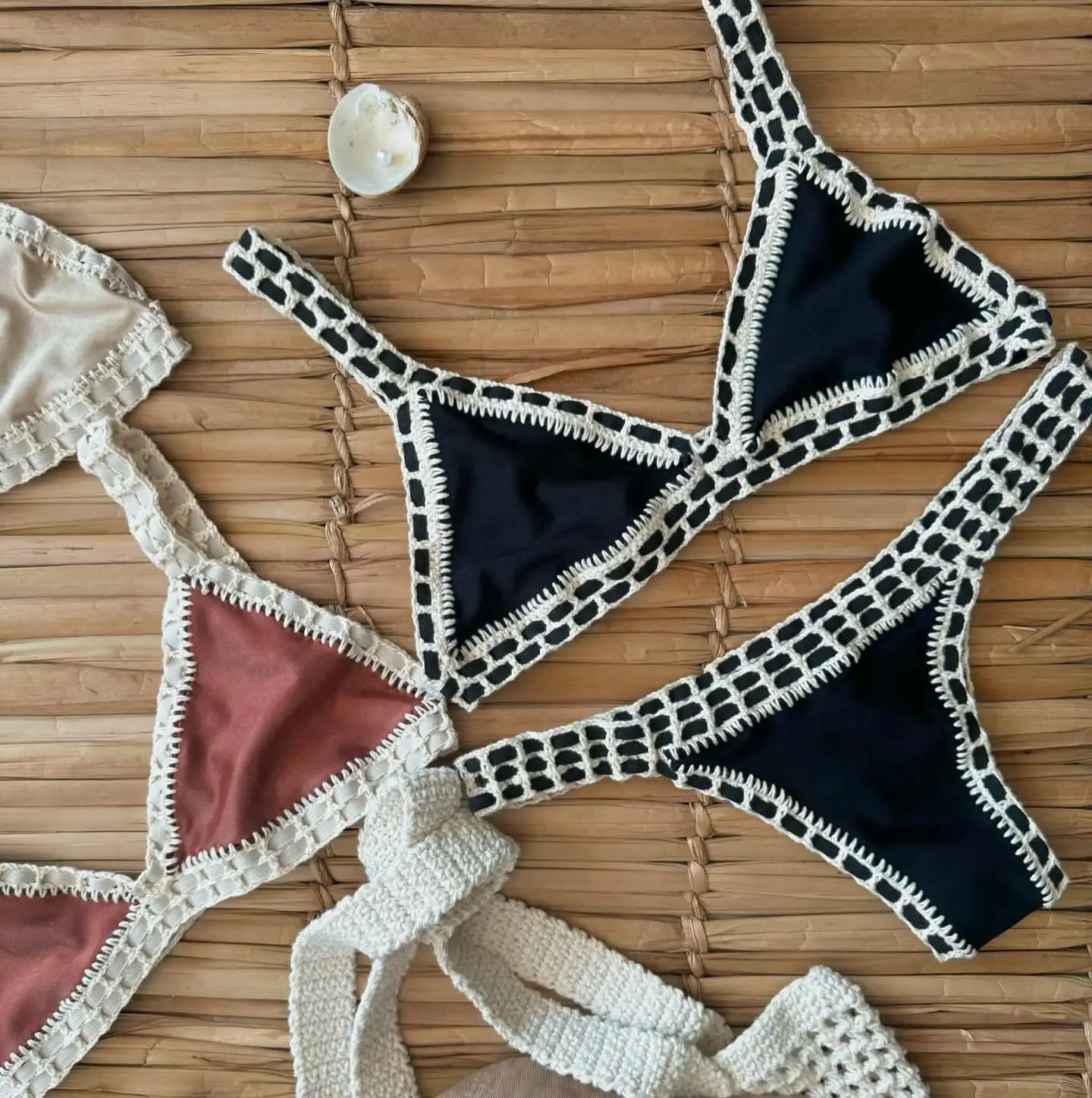 2025 New Sexy Orange Bikini Set With Pleated Design And Gold Rings