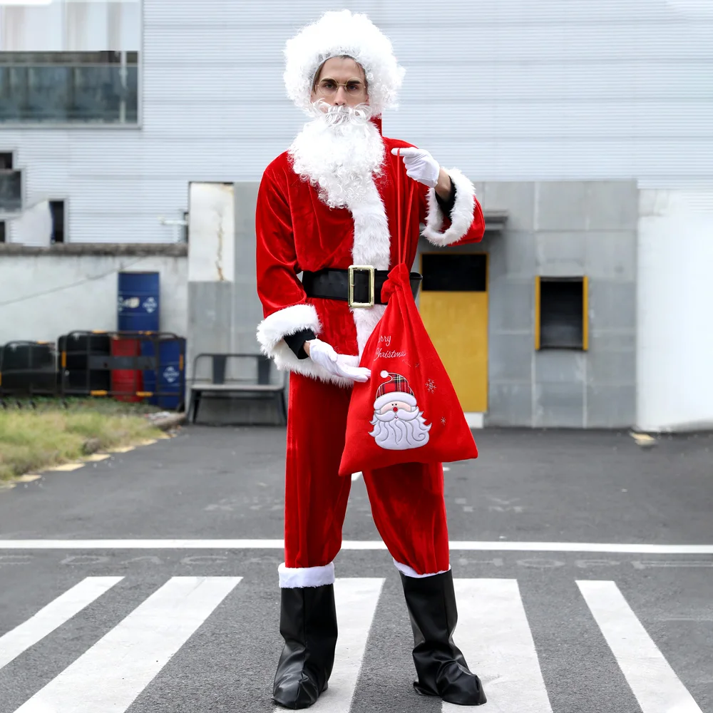 Santa Claus Velvet Adult Cosplay Costume Christmas Fancy Clothes Set High Quality Tops Pants Hat Belt Gloves Shoes
Santa Claus Velvet Adult Cosplay Costume Christmas Fancy Clothes Set High Quality Tops Pants Hat Belt Gloves Shoes