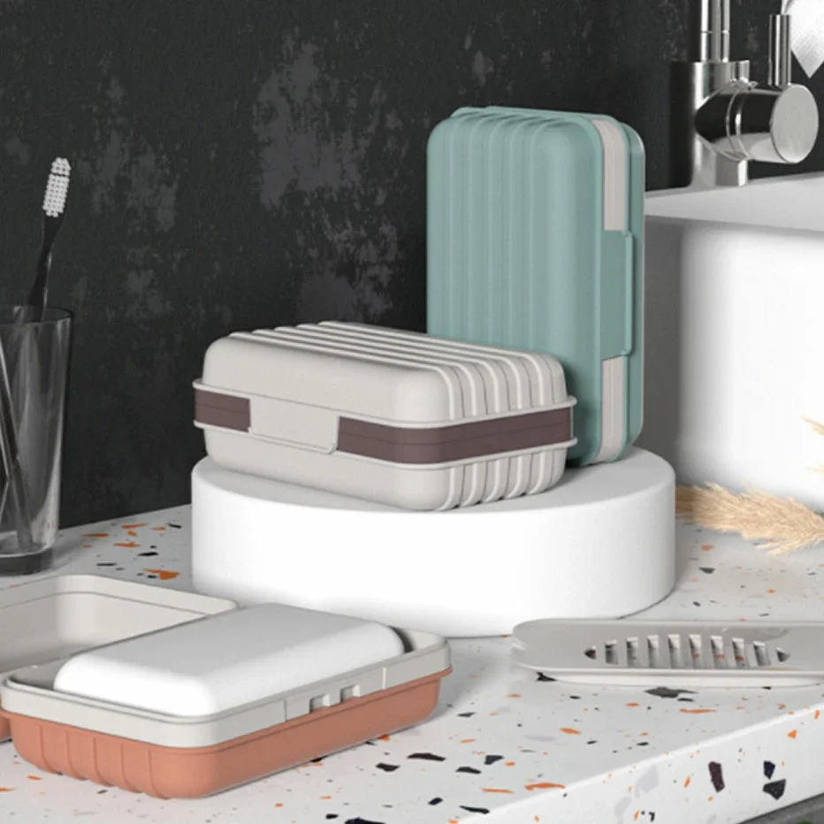 

Bathroom Soap Dish With Lid Home Plastic Box Leak-Proof Keeps Soap Dry Soap Dish Travel Essentials
