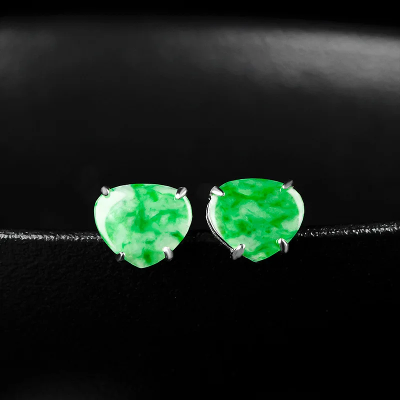 Natural Myanmar A-grade Jade Heart shaped Sun Green Ice Jadeite Earrings S925 Silver Inlaid Fashion Women's Jewelry Drop Ship
Natural Myanmar A-grade Jade Heart shaped Sun Green Ice Jadeite Earrings S925 Silver Inlaid Fashion Women's Jewelry Drop Ship